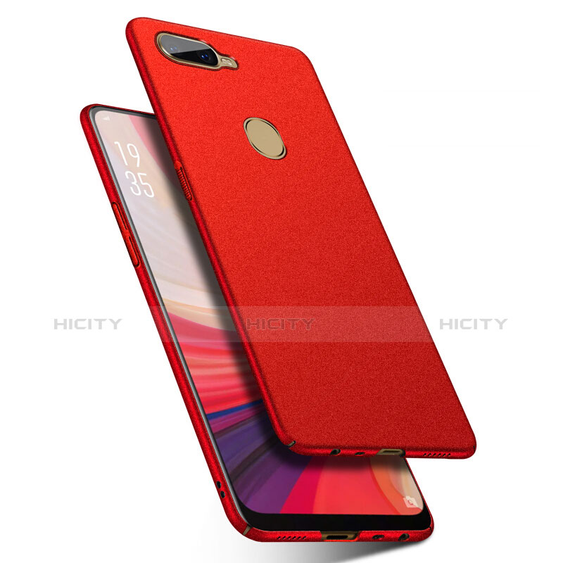 Funda Dura Plastico Rigida Carcasa Fino Arenisca para Oppo A7 Rojo