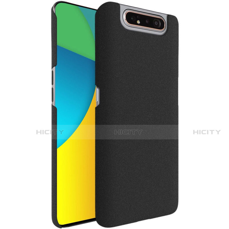 Funda Dura Plastico Rigida Carcasa Fino Arenisca para Samsung Galaxy A80 Negro