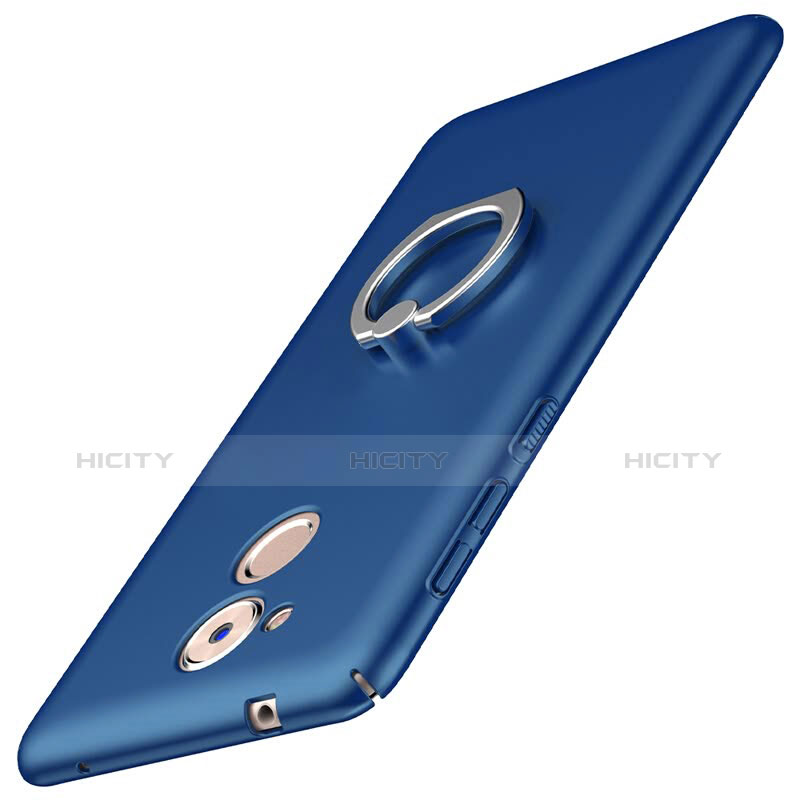 Funda Dura Plastico Rigida Carcasa Mate con Anillo de dedo Soporte A01 para Huawei Enjoy 6S Azul