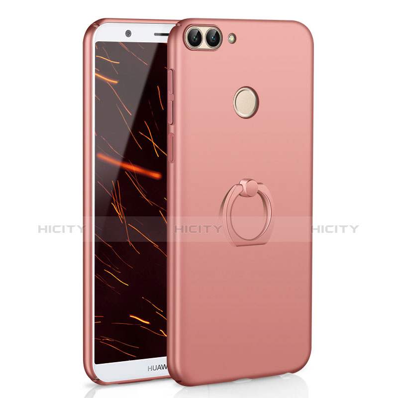 Funda Dura Plastico Rigida Carcasa Mate con Anillo de dedo Soporte A01 para Huawei Enjoy 7S Oro Rosa