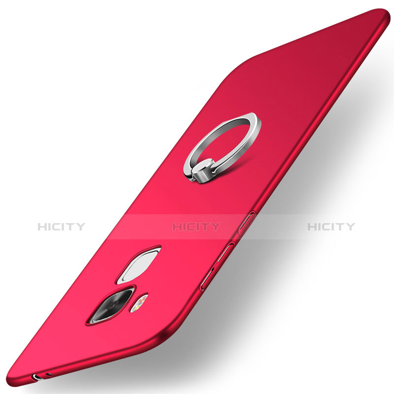 Funda Dura Plastico Rigida Carcasa Mate con Anillo de dedo Soporte A01 para Huawei G9 Plus Rojo