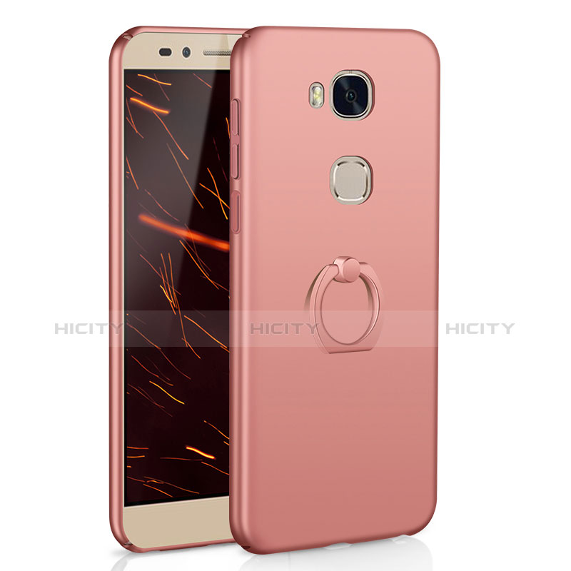 Funda Dura Plastico Rigida Carcasa Mate con Anillo de dedo Soporte A01 para Huawei Honor 5X Oro Rosa