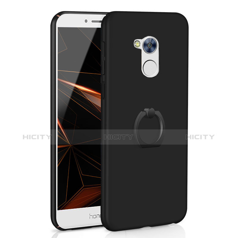 Funda Dura Plastico Rigida Carcasa Mate con Anillo de dedo Soporte A01 para Huawei Honor 6A Negro