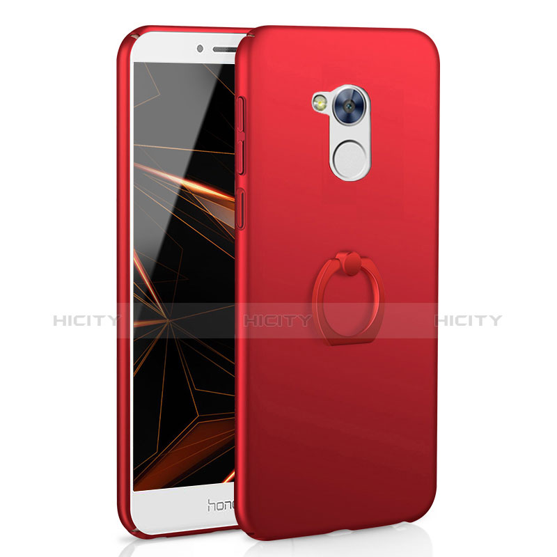 Funda Dura Plastico Rigida Carcasa Mate con Anillo de dedo Soporte A01 para Huawei Honor 6A Rojo