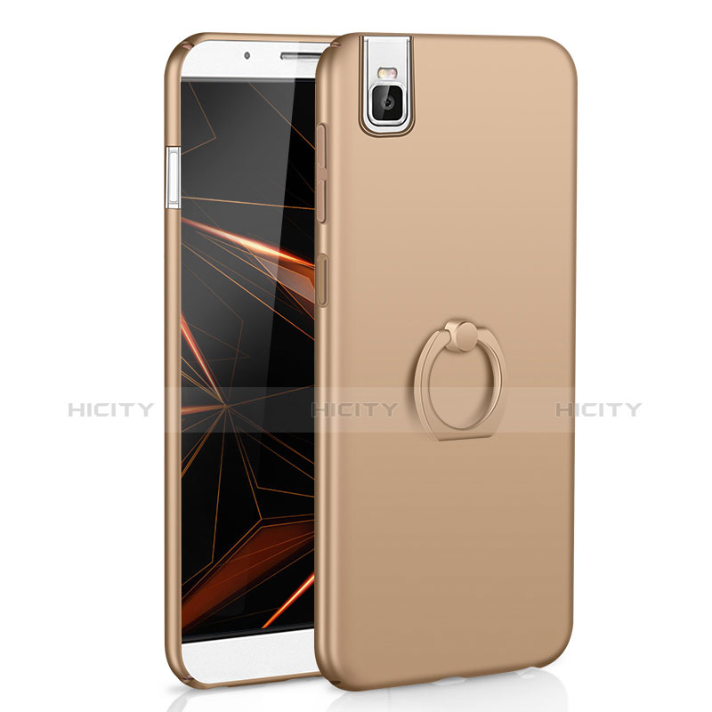 Funda Dura Plastico Rigida Carcasa Mate con Anillo de dedo Soporte A01 para Huawei Honor 7i shot X Oro