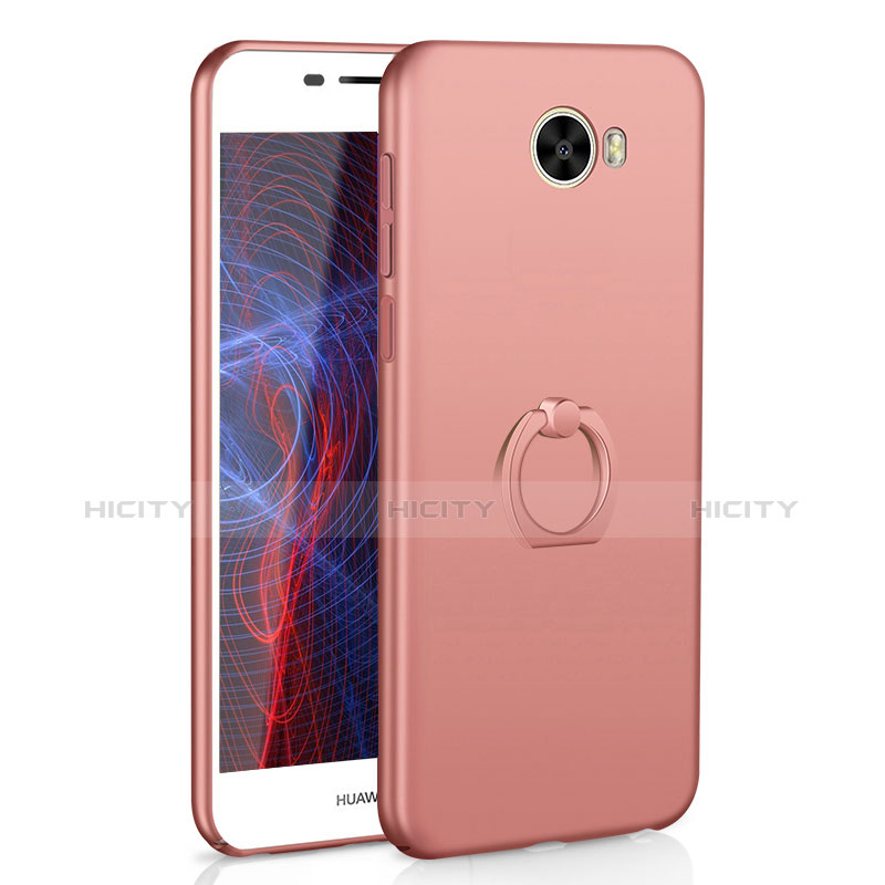 Funda Dura Plastico Rigida Carcasa Mate con Anillo de dedo Soporte A01 para Huawei Honor Play 5 Oro Rosa