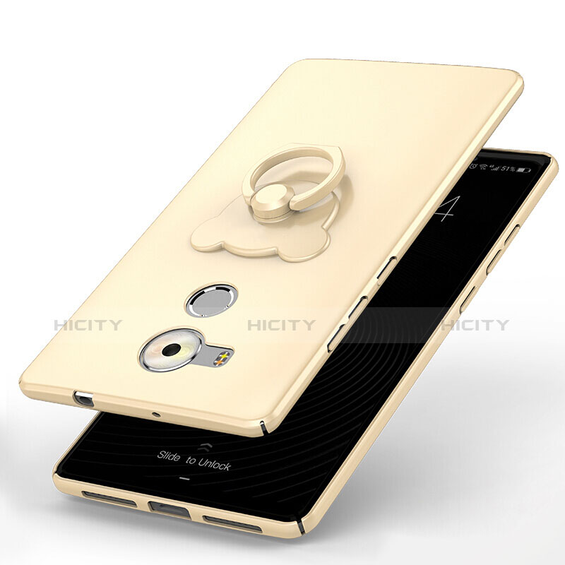 Funda Dura Plastico Rigida Carcasa Mate con Anillo de dedo Soporte A01 para Huawei Mate 8 Oro