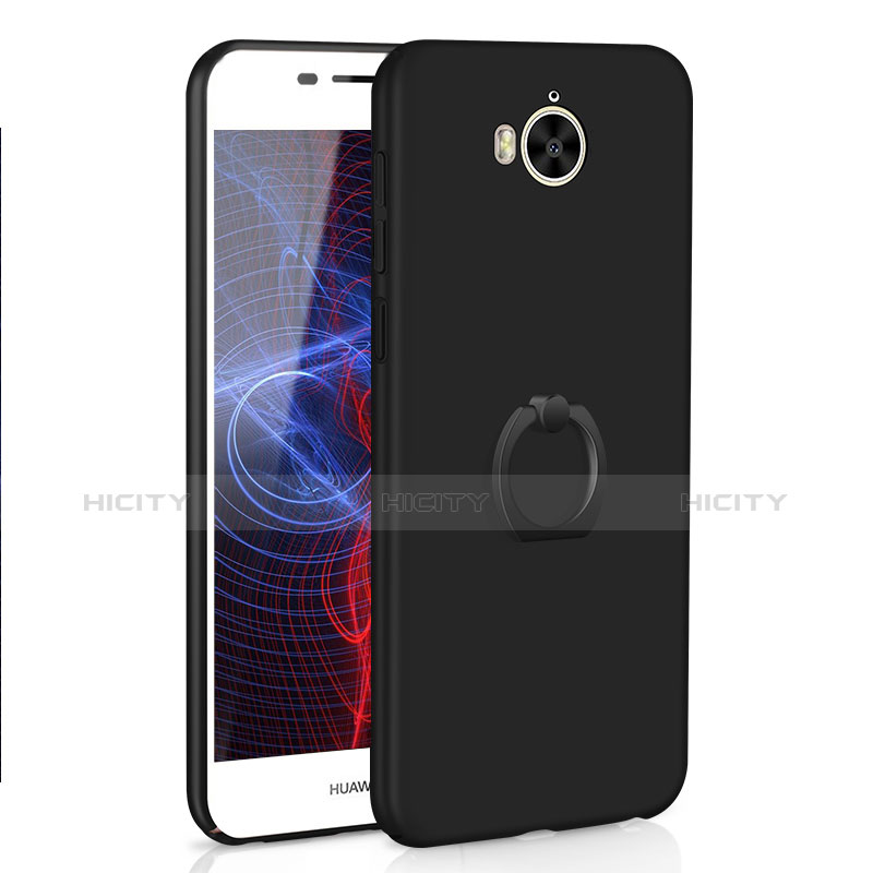 Funda Dura Plastico Rigida Carcasa Mate con Anillo de dedo Soporte A01 para Huawei Nova Young Negro