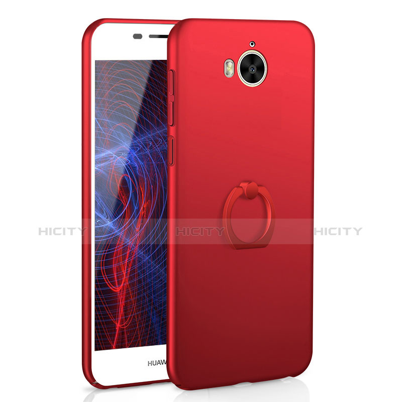 Funda Dura Plastico Rigida Carcasa Mate con Anillo de dedo Soporte A01 para Huawei Nova Young Rojo