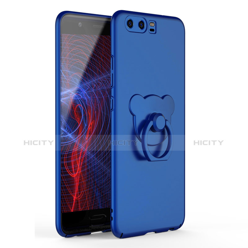 Funda Dura Plastico Rigida Carcasa Mate con Anillo de dedo Soporte A01 para Huawei P10 Azul