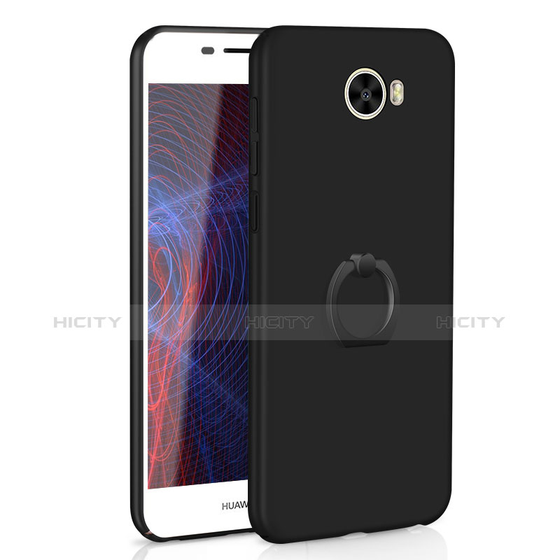 Funda Dura Plastico Rigida Carcasa Mate con Anillo de dedo Soporte A01 para Huawei Y5 II Y5 2 Negro