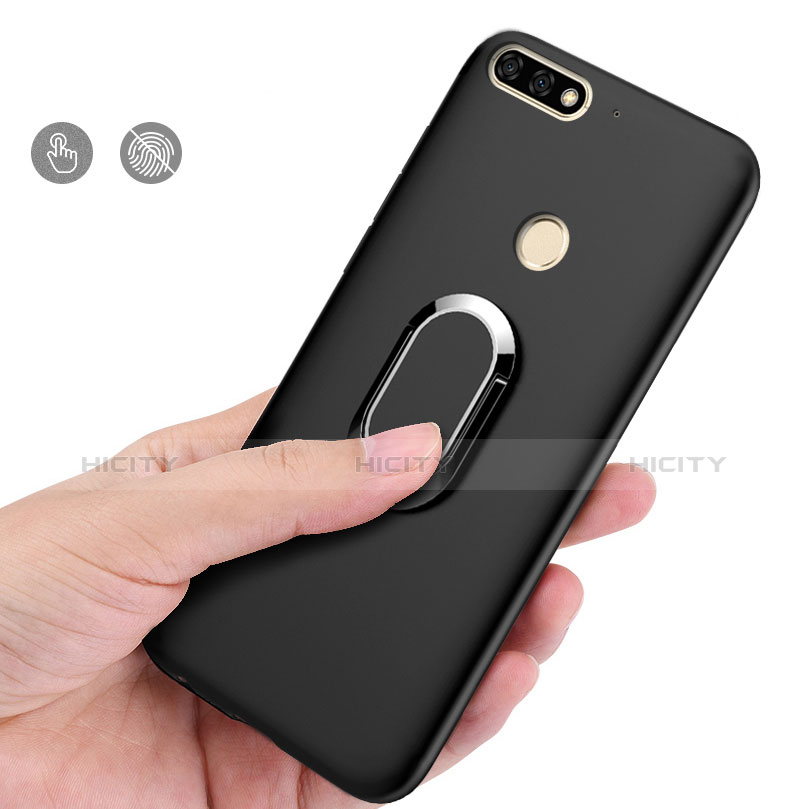 Funda Dura Plastico Rigida Carcasa Mate con Anillo de dedo Soporte A01 para Huawei Y7 (2018)