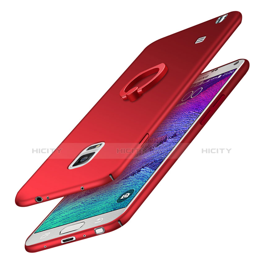 Funda Dura Plastico Rigida Carcasa Mate con Anillo de dedo Soporte A01 para Samsung Galaxy Note 4 Duos N9100 Dual SIM