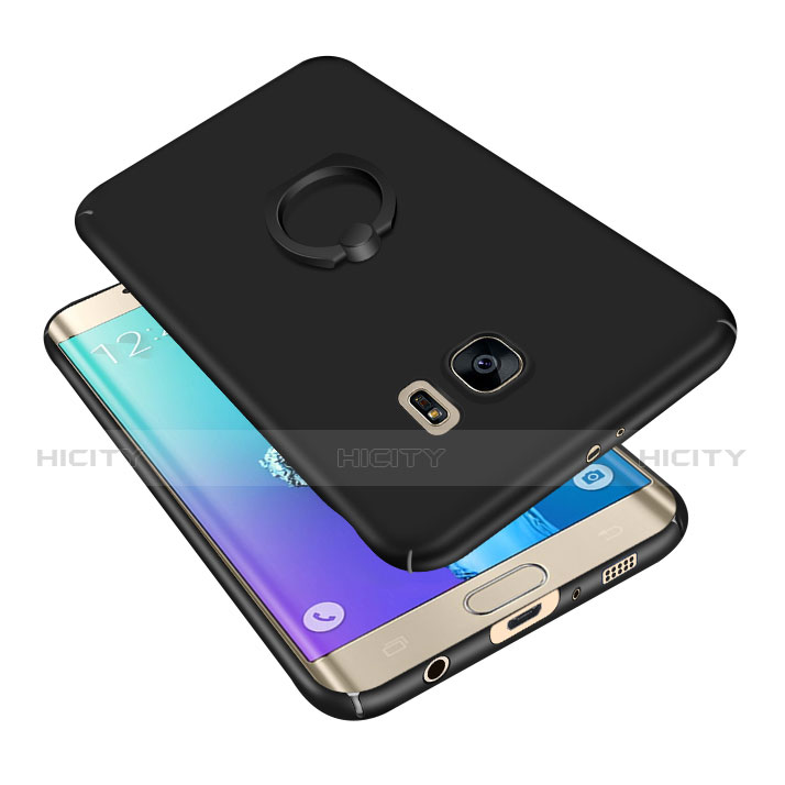 Funda Dura Plastico Rigida Carcasa Mate con Anillo de dedo Soporte A01 para Samsung Galaxy S6 Edge SM-G925