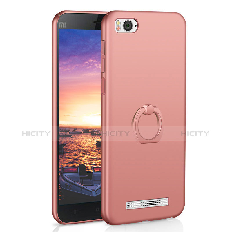 Funda Dura Plastico Rigida Carcasa Mate con Anillo de dedo Soporte A01 para Xiaomi Mi 4C Oro Rosa