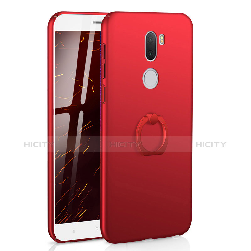 Funda Dura Plastico Rigida Carcasa Mate con Anillo de dedo Soporte A01 para Xiaomi Mi 5S Plus Rojo