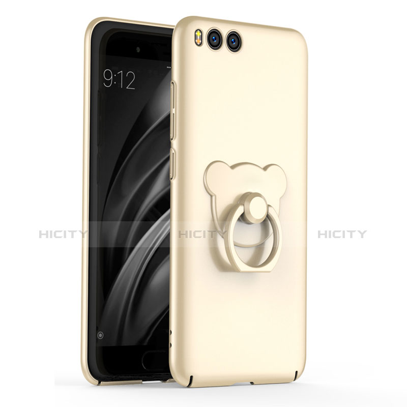 Funda Dura Plastico Rigida Carcasa Mate con Anillo de dedo Soporte A01 para Xiaomi Mi 6 Oro
