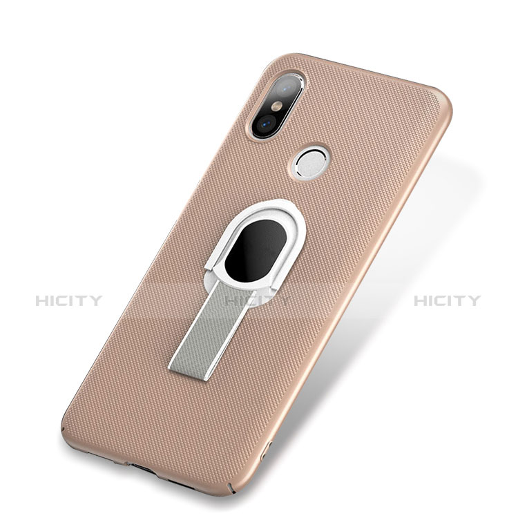 Funda Dura Plastico Rigida Carcasa Mate con Anillo de dedo Soporte A01 para Xiaomi Mi 8 Oro