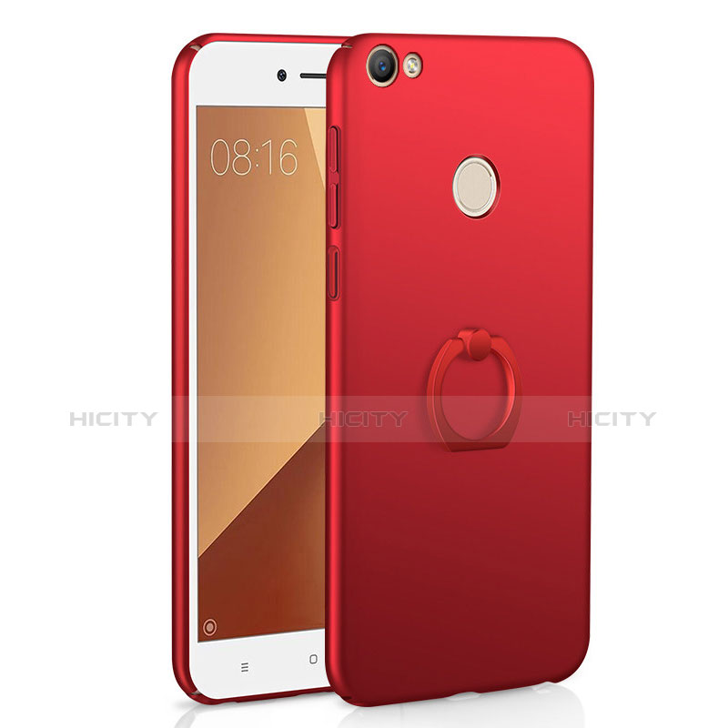 Funda Dura Plastico Rigida Carcasa Mate con Anillo de dedo Soporte A01 para Xiaomi Redmi Note 5A High Edition Rojo