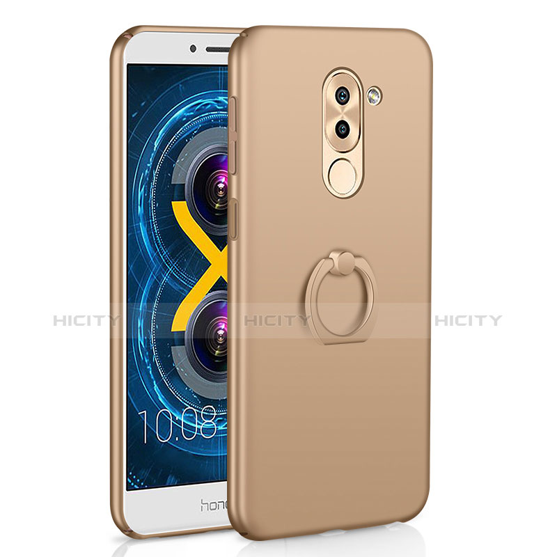 Funda Dura Plastico Rigida Carcasa Mate con Anillo de dedo Soporte A02 para Huawei GR5 (2017) Oro