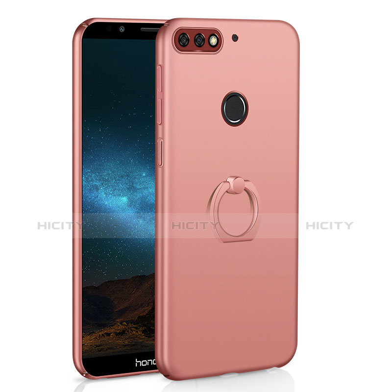 Funda Dura Plastico Rigida Carcasa Mate con Anillo de dedo Soporte A03 para Huawei Enjoy 8 Oro Rosa