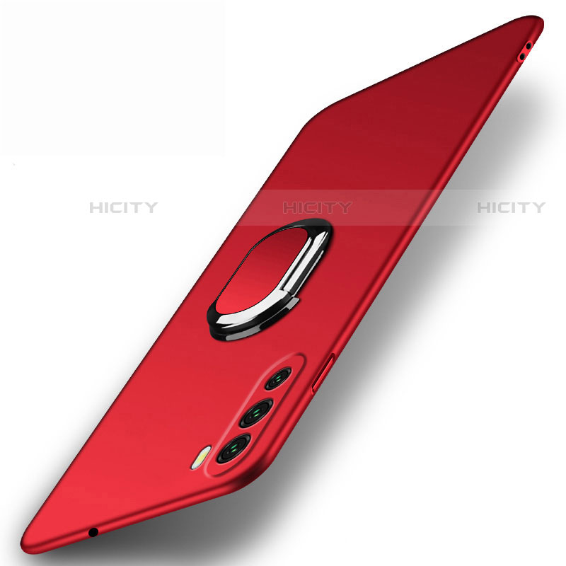 Funda Dura Plastico Rigida Carcasa Mate con Magnetico Anillo de dedo Soporte A01 para Huawei Mate 40 Lite 5G Rojo