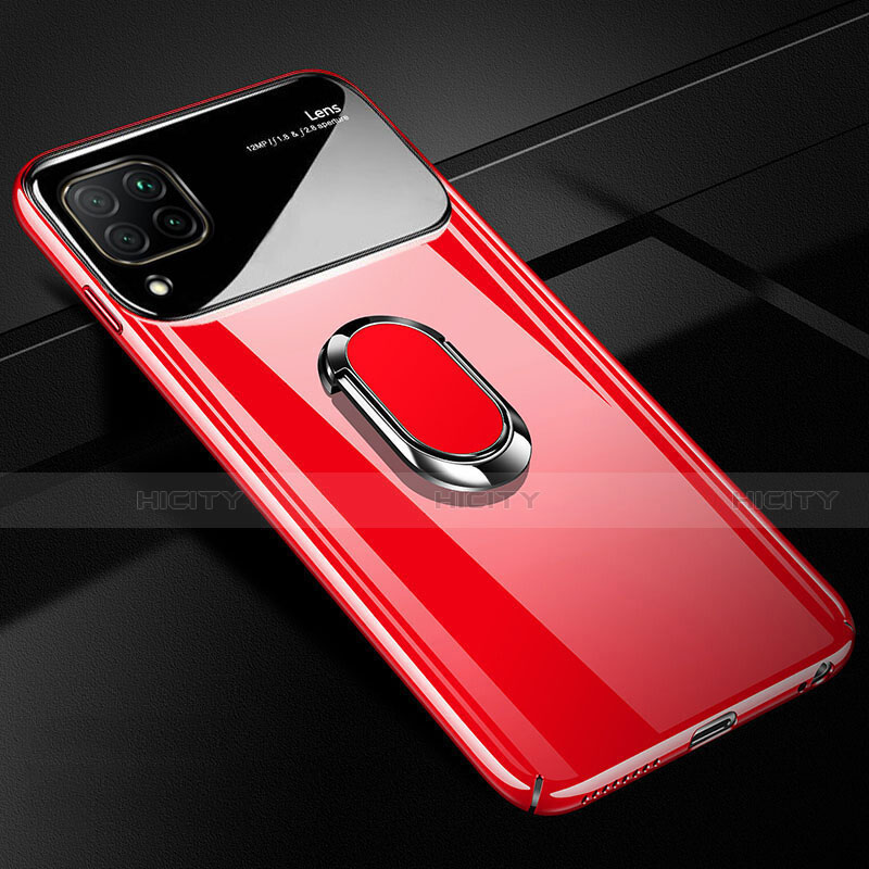 Funda Dura Plastico Rigida Carcasa Mate con Magnetico Anillo de dedo Soporte A01 para Huawei P40 Lite Rojo