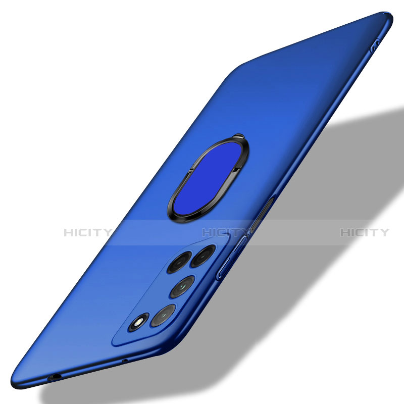 Funda Dura Plastico Rigida Carcasa Mate con Magnetico Anillo de dedo Soporte A01 para Oppo A92 Azul