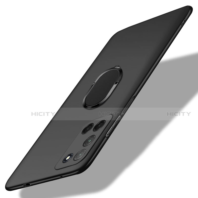 Funda Dura Plastico Rigida Carcasa Mate con Magnetico Anillo de dedo Soporte A01 para Oppo A92 Negro