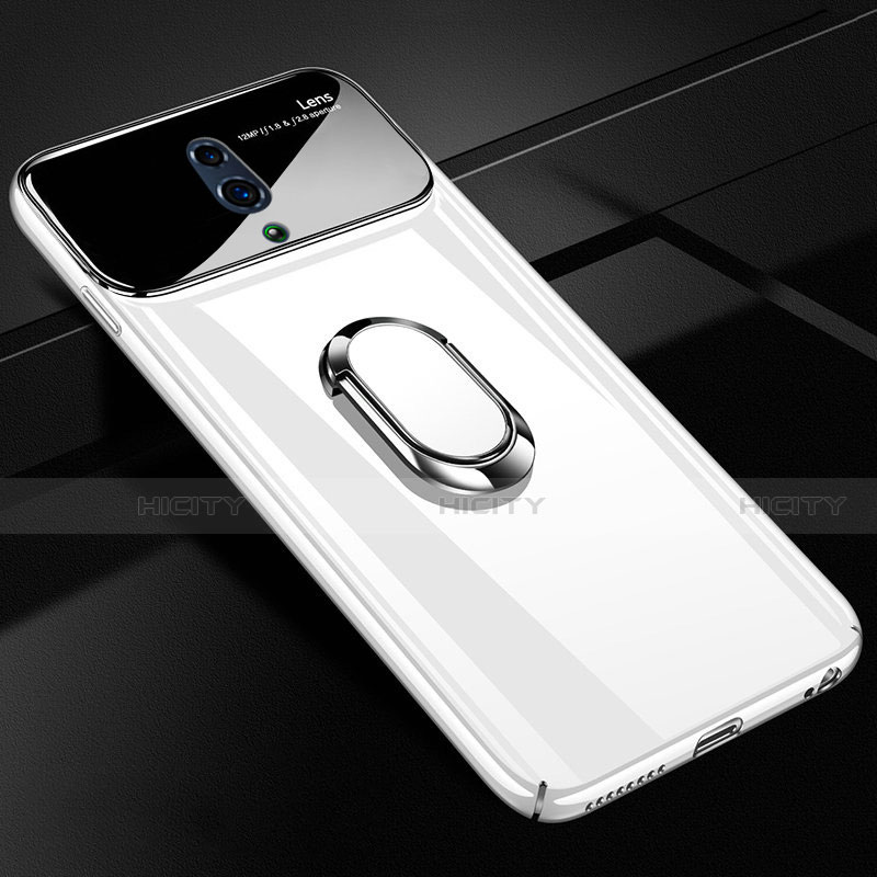 Funda Dura Plastico Rigida Carcasa Mate con Magnetico Anillo de dedo Soporte A01 para Oppo K3 Blanco