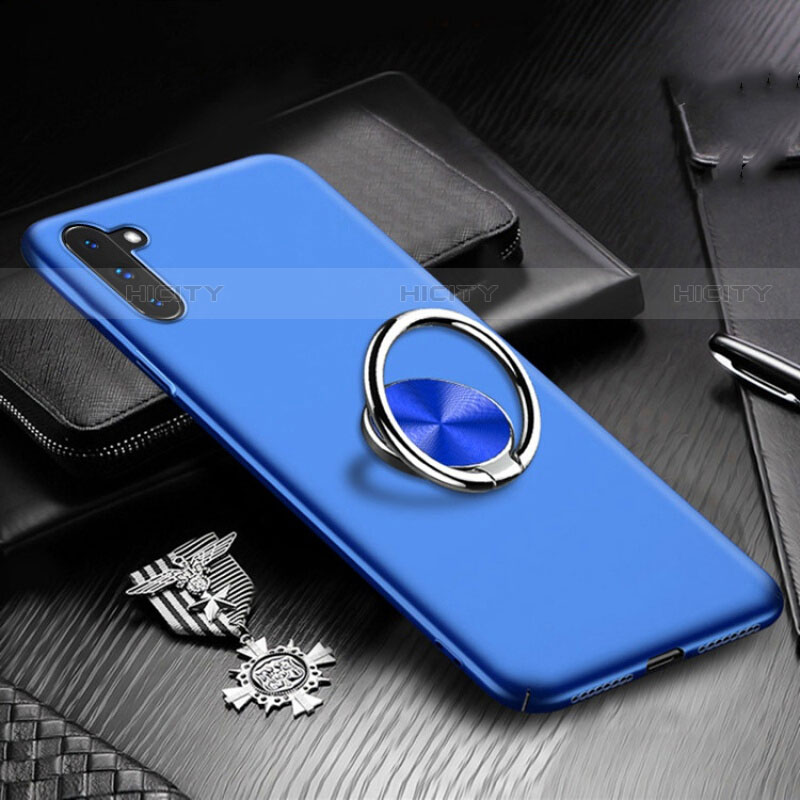 Funda Dura Plastico Rigida Carcasa Mate con Magnetico Anillo de dedo Soporte A01 para Samsung Galaxy Note 10 Azul