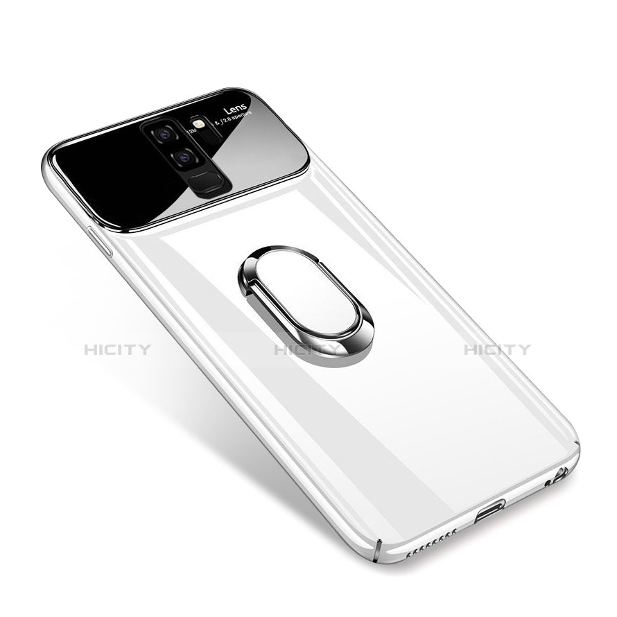 Funda Dura Plastico Rigida Carcasa Mate con Magnetico Anillo de dedo Soporte A01 para Samsung Galaxy S9 Plus Blanco