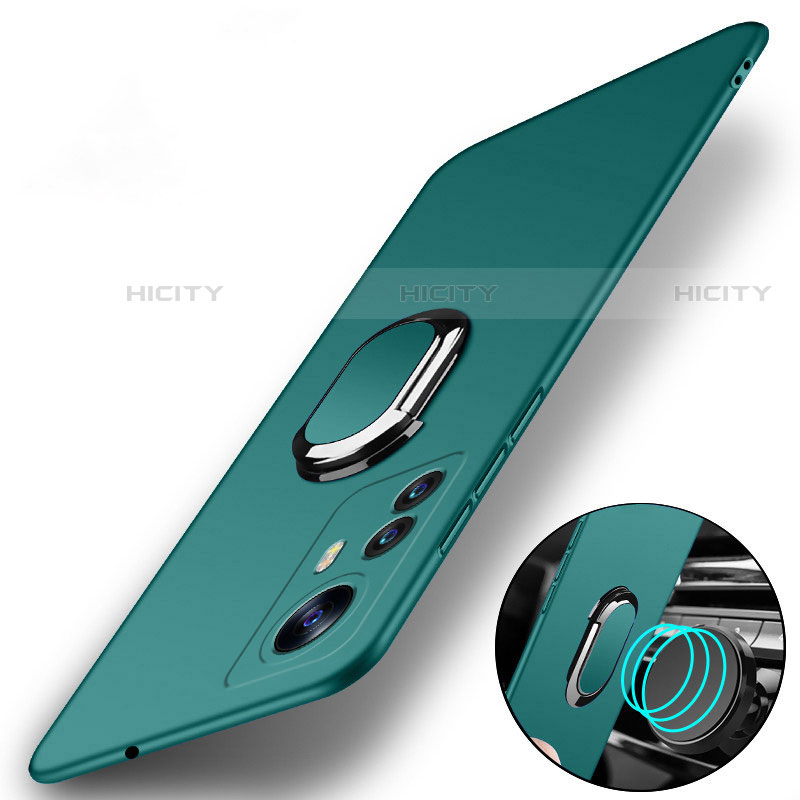 Funda Dura Plastico Rigida Carcasa Mate con Magnetico Anillo de dedo Soporte A01 para Xiaomi Mi 12S 5G Verde