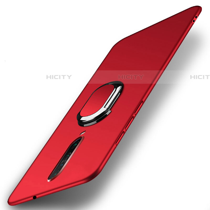 Funda Dura Plastico Rigida Carcasa Mate con Magnetico Anillo de dedo Soporte A01 para Xiaomi Redmi K30 4G Rojo
