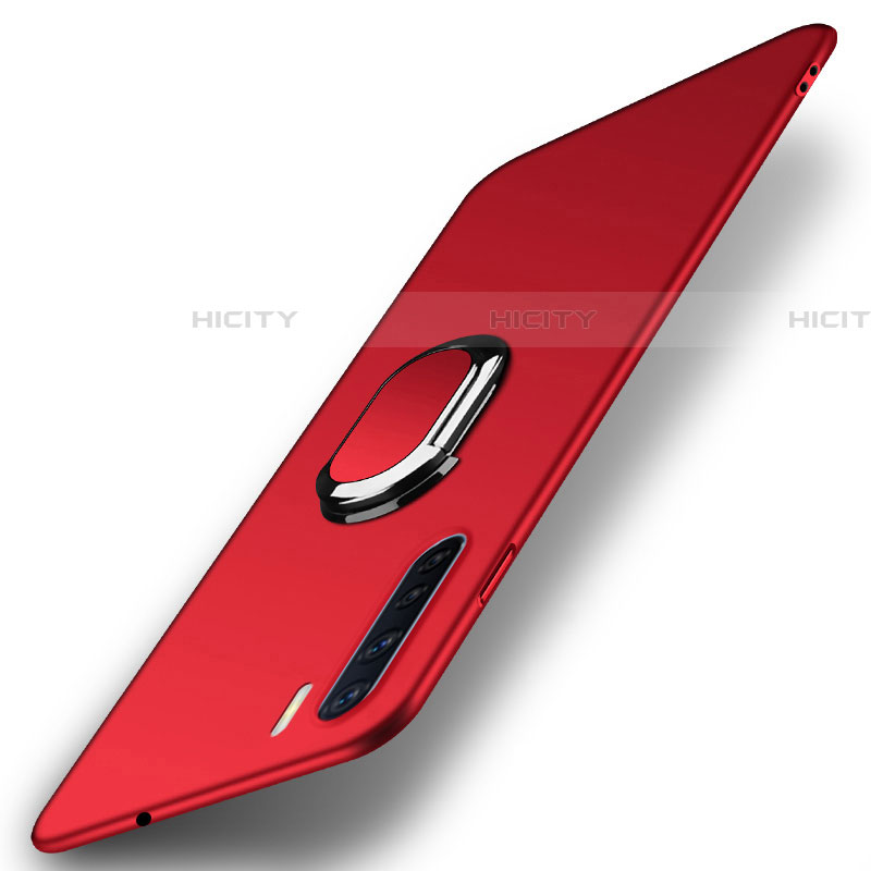 Funda Dura Plastico Rigida Carcasa Mate con Magnetico Anillo de dedo Soporte A02 para Oppo A91 Rojo