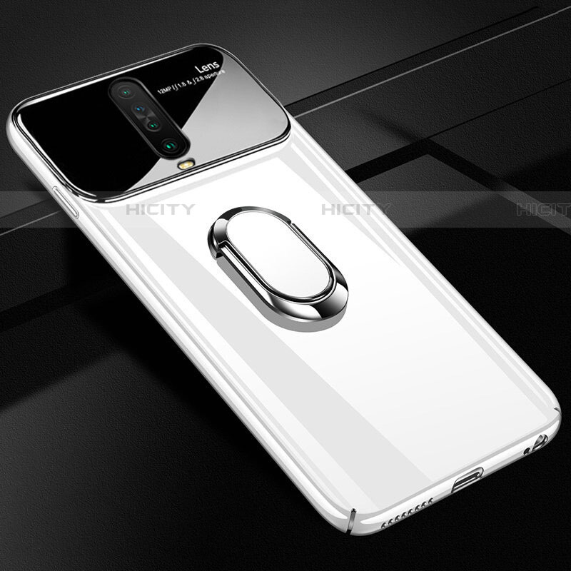 Funda Dura Plastico Rigida Carcasa Mate con Magnetico Anillo de dedo Soporte A02 para Xiaomi Redmi K30 4G Blanco