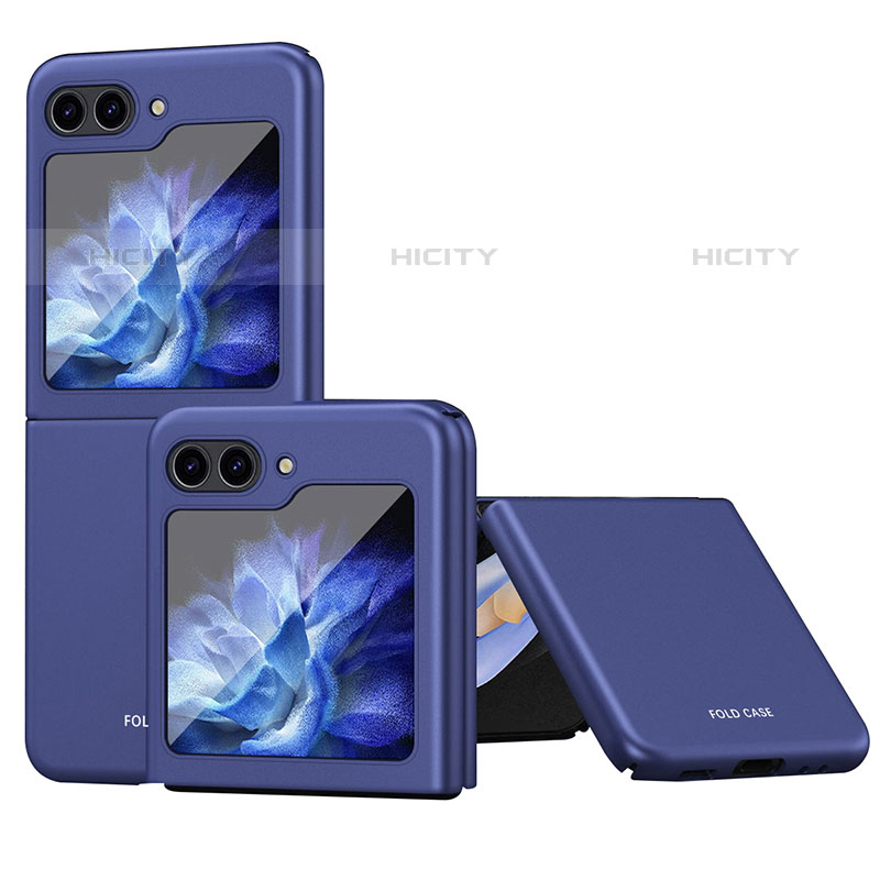 Funda Dura Plastico Rigida Carcasa Mate con Magnetico Anillo de dedo Soporte AN1 para Samsung Galaxy Z Flip5 5G Azul