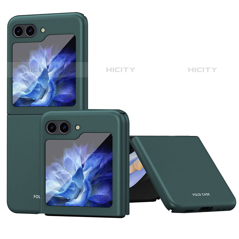 Funda Dura Plastico Rigida Carcasa Mate con Magnetico Anillo de dedo Soporte AN1 para Samsung Galaxy Z Flip5 5G Verde