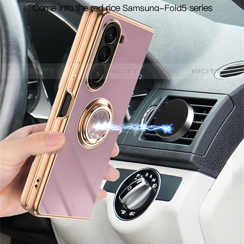 Funda Dura Plastico Rigida Carcasa Mate con Magnetico Anillo de dedo Soporte AN1 para Samsung Galaxy Z Fold5 5G