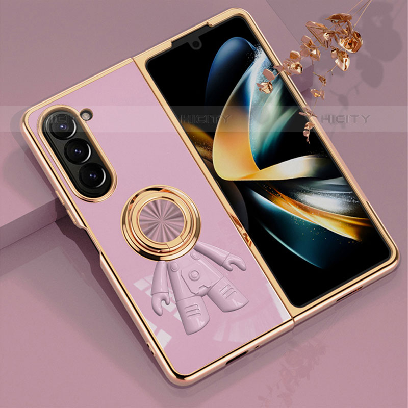 Funda Dura Plastico Rigida Carcasa Mate con Magnetico Anillo de dedo Soporte AN2 para Samsung Galaxy Z Fold5 5G Purpura Claro