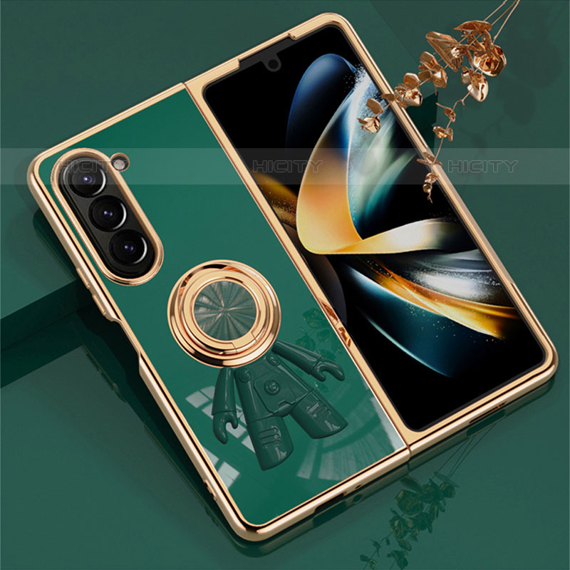 Funda Dura Plastico Rigida Carcasa Mate con Magnetico Anillo de dedo Soporte AN2 para Samsung Galaxy Z Fold5 5G Verde