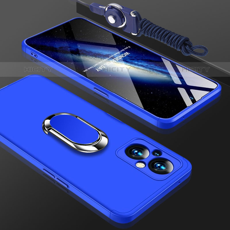 Funda Dura Plastico Rigida Carcasa Mate con Magnetico Anillo de dedo Soporte GK1 para Oppo F21 Pro 5G Azul