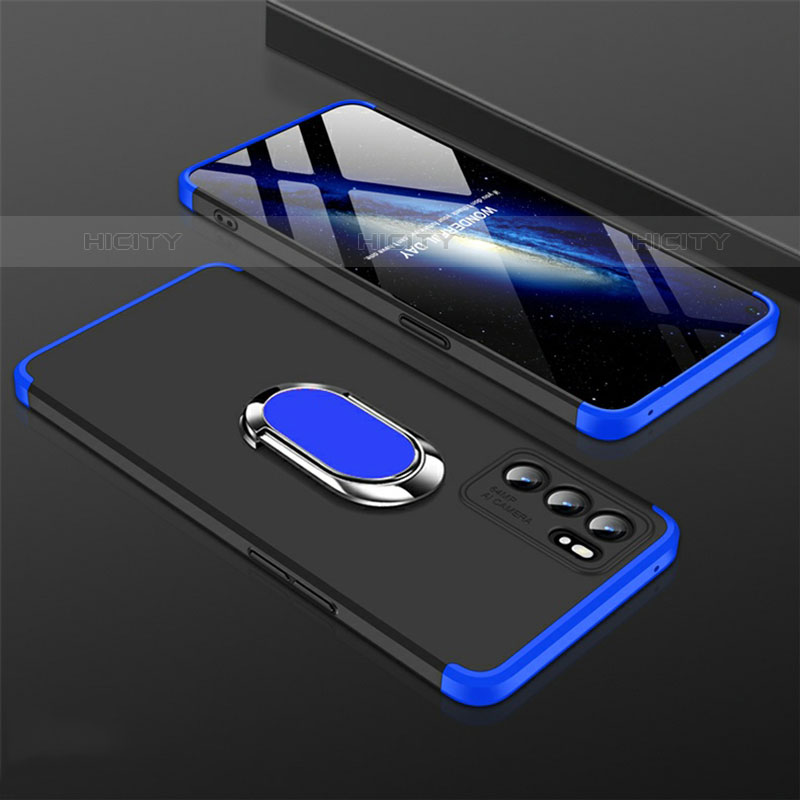 Funda Dura Plastico Rigida Carcasa Mate con Magnetico Anillo de dedo Soporte GK1 para Oppo Reno6 Pro 5G India