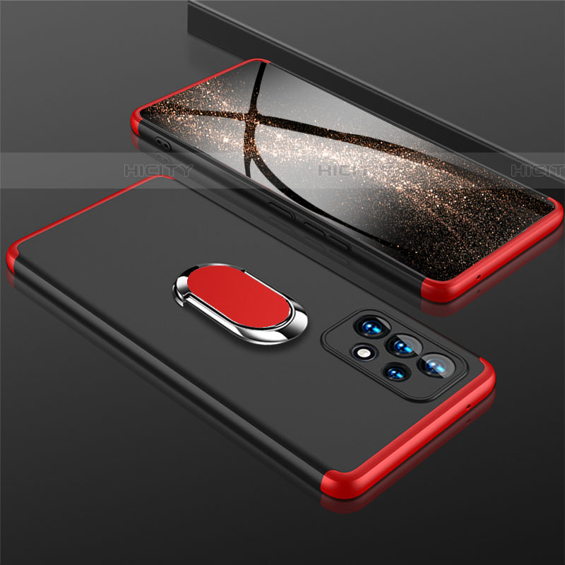 Funda Dura Plastico Rigida Carcasa Mate con Magnetico Anillo de dedo Soporte GK1 para Samsung Galaxy A53 5G Rojo y Negro