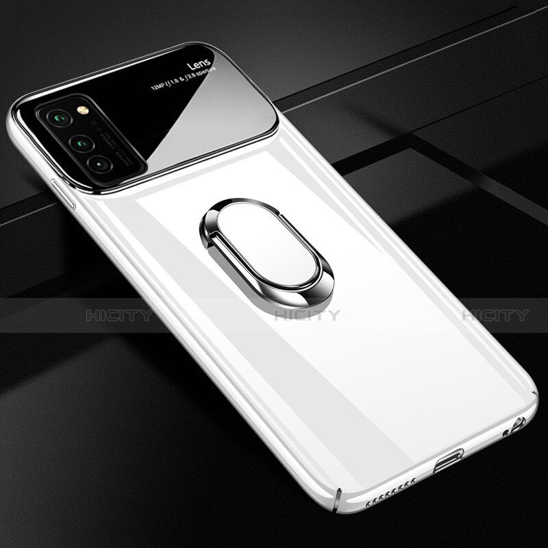 Funda Dura Plastico Rigida Carcasa Mate con Magnetico Anillo de dedo Soporte P01 para Huawei Honor View 30 5G Blanco