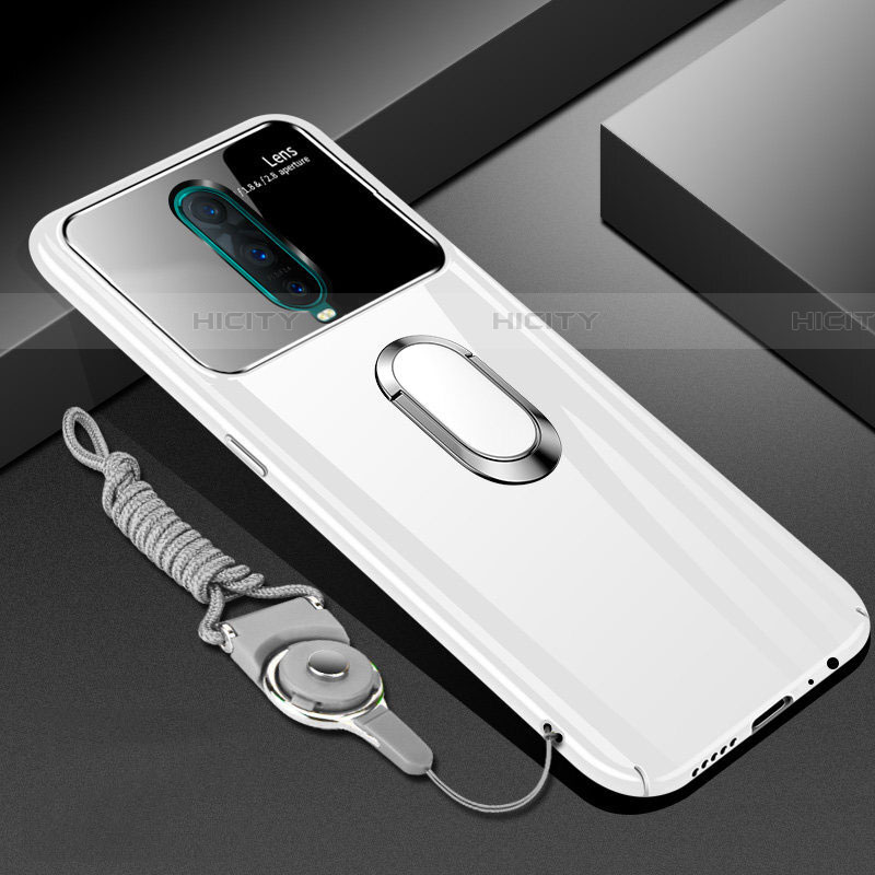 Funda Dura Plastico Rigida Carcasa Mate con Magnetico Anillo de dedo Soporte P01 para Oppo RX17 Pro Blanco