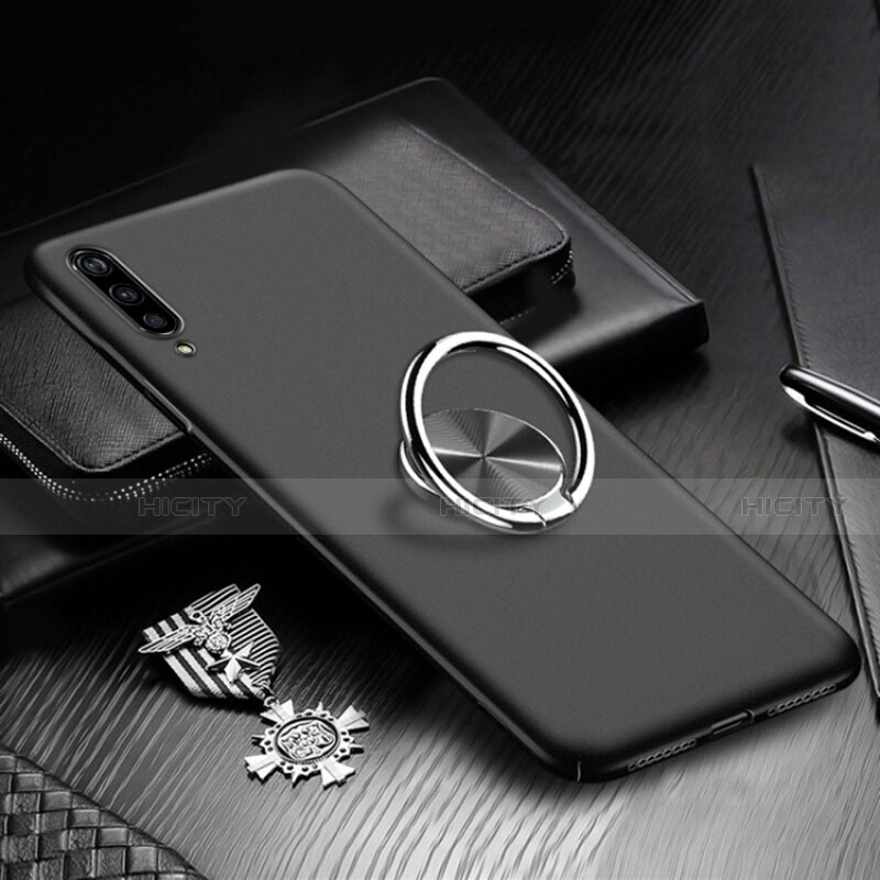 Funda Dura Plastico Rigida Carcasa Mate con Magnetico Anillo de dedo Soporte P01 para Xiaomi Mi A3 Negro