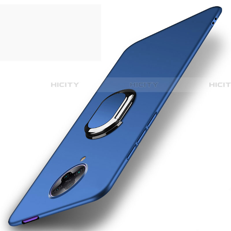 Funda Dura Plastico Rigida Carcasa Mate con Magnetico Anillo de dedo Soporte P01 para Xiaomi Redmi K30 Pro 5G Azul