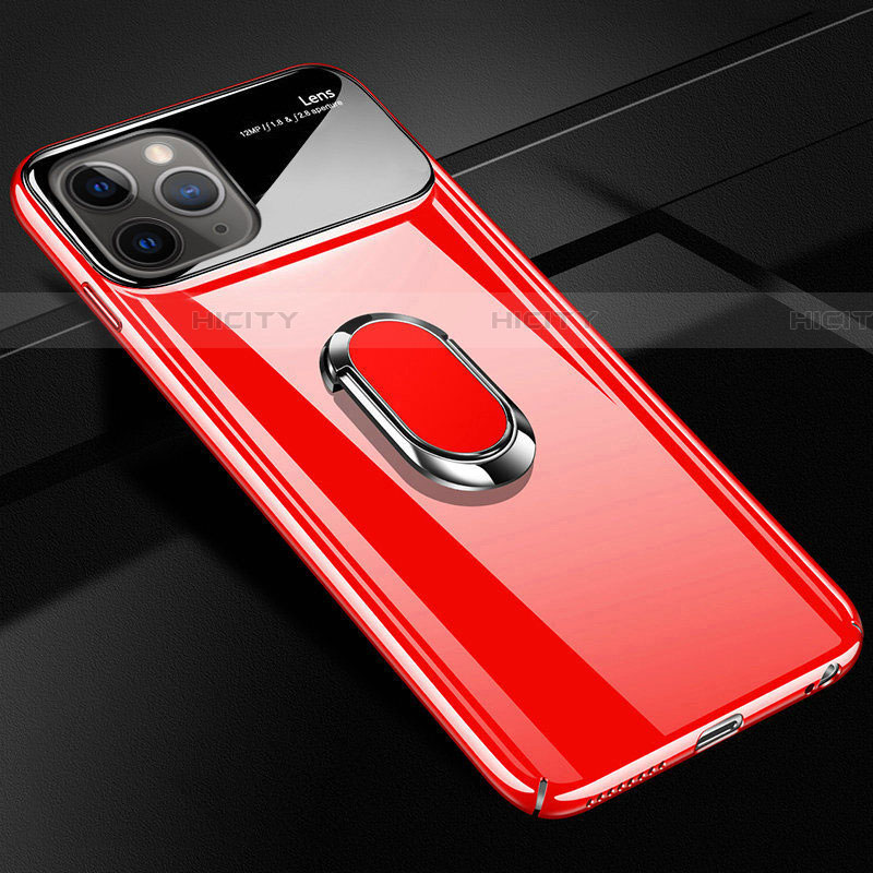 Funda Dura Plastico Rigida Carcasa Mate con Magnetico Anillo de dedo Soporte P02 para Apple iPhone 11 Pro Max Rojo