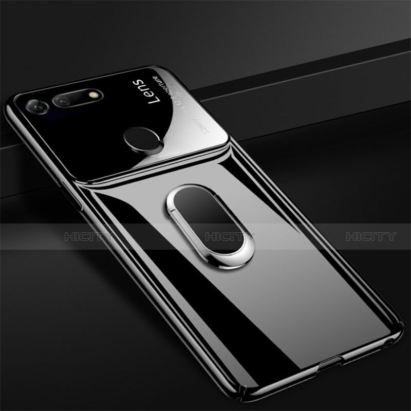 Funda Dura Plastico Rigida Carcasa Mate con Magnetico Anillo de dedo Soporte P02 para Huawei Honor V20 Negro